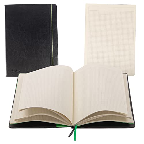 WINTEX Notizbuch in DIN A4 Kariert mit 96 Seiten und Perforation - Leder Hardcover Kladde, Bullet Journal und Notizheft für Schule oder Arbeit in Schwarz von WINTEX