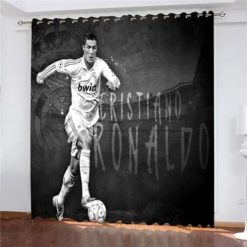 WINUO Cristiano Ronaldo Vorhänge Gardinen mit Ösen, Vorhang Blickdicht, Verdunklungsvorhänge, Fensterdekoration, Schlafzimmer Wohnzimmer & Kinderzimmer Deko, Blackout Curtain 2er Set von WINUO