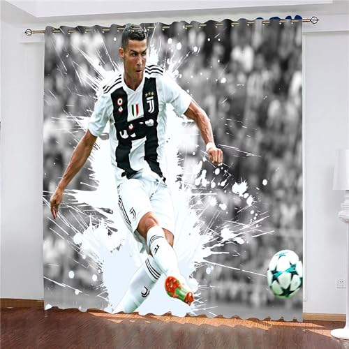 WINUO Cristiano Ronaldo Vorhänge Gardinen mit Ösen, Vorhang Blickdicht, Verdunklungsvorhänge, Fensterdekoration, Schlafzimmer Wohnzimmer & Kinderzimmer Deko, Blackout Curtain 2er Set von WINUO