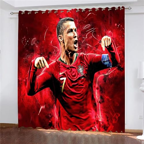 WINUO Cristiano Ronaldo Vorhänge Gardinen mit Ösen, Vorhang Blickdicht, Verdunklungsvorhänge, Fensterdekoration, Schlafzimmer Wohnzimmer & Kinderzimmer Deko, Blackout Curtain 2er Set von WINUO