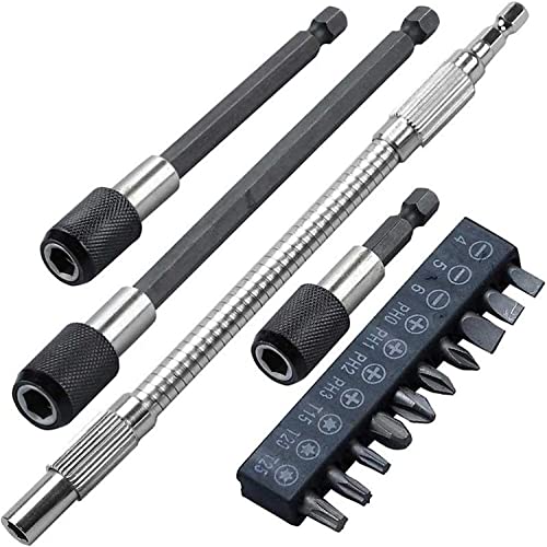 14-teiliges Set 1/4 Zoll Sechskant-Schlagschrauber-Bithalter, flexibler Verlängerungsschaft, Bit-Schraubendreher-Bit, Bohrer-Set, Elektro-Handwerkzeug, multifunktionale Hülsen-Steckschlüsseleinsätze von WIPPWER