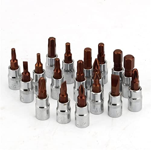 21-teiliges 1/4-Zoll-6,35-mm-Antriebs-Torx-Stern-Bit-Steckschlüssel-Set for Handwerkzeuge, Innensechskant-Steckschlüsseleinsätze for Ratschenschlüssel, PH1-PH3, T10-T40, HW3-HW8, multifunktionale Stec von WIPPWER