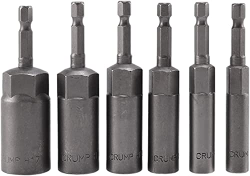 6-teiliges 6-17-mm-80-mm-Längen-Bit-Set mit extra tiefen Bolzen und Muttern, metrisches 1/4-6,35-mm-Sechskantschaft-Schlagsteckschlüssel-Adapter for Elektrowerkzeuge, multifunktionale Steckschlüsselei von WIPPWER