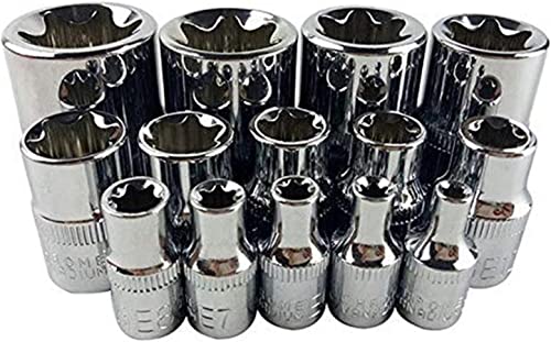 WIPPWER 14 Teile/Satz E Torx Stern Weibliche Bit Sockel Set 1/2 Zoll 3/8 Zoll 1/4 Zoll Antrieb E4 - E24 Reparatur Werkzeug Hand Werkzeug Set Multifunktionale hülse Steckdosen von WIPPWER