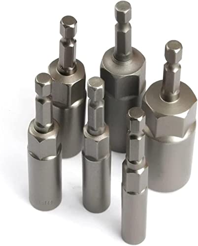 WIPPWER 6X 6-17mm 80mmLänge 1/4" Sechskantantrieb Stecknuss Schlagmutter Bolzen Bohrer Bits for Druckluftschrauber/Handbohrmaschine Innensechskant Multifunktionale Steckschlüsseleinsätze von WIPPWER