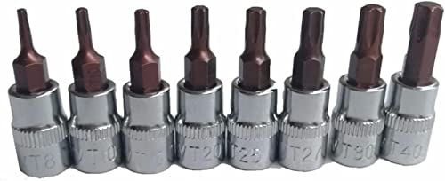 WIPPWER 8-teiliges 1/4-Zoll-Torx-Stern-Bit-Steckschlüssel-Set T8 T10 T15 T20 T25 T27 T30 T40 mit starker Steckschlüsselschiene, multifunktionale Steckschlüsseleinsätze von WIPPWER