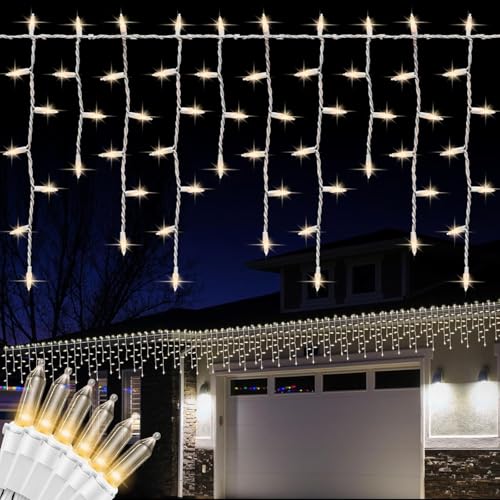 WISDOM LINE Wasserfall Lichtervorhang 8 Steuerungsmodi Innen Außen Party Fensterdekoration (warmwhite, 138led) von WISDOM LINE