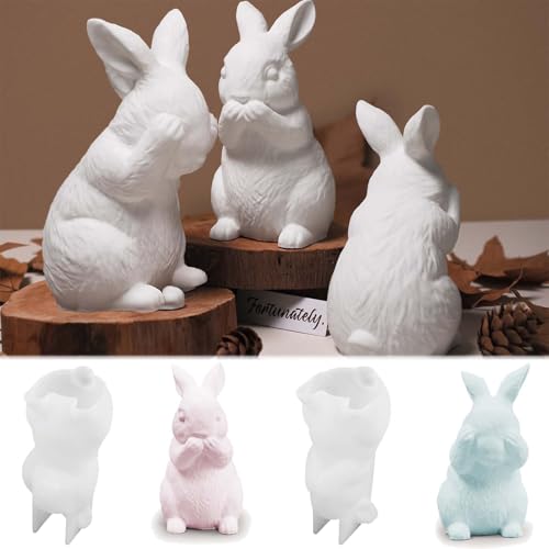 2 Stück Silikonform Ostern WISIRENT, Silikonformen Gießformen Osterhasen Silikonform Hase, Kaninchen Silikonformen Gießformen Ostern, Silikonform Kerzenhalter Osterhase 3d Silikonform Osterhase von WISIRENT