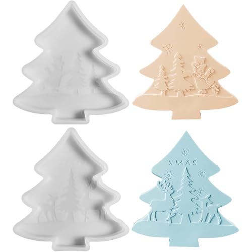 2 Stück Weihnachtsbaum Silikonform WISIRENT, Silikonformen Gießformen Weihnachten Elch Silikonform Schneemann Silikonform Weihnachten, Weihnachtsbaum Silikon Gießform Silikonform Elch für Weihnachten von WISIRENT