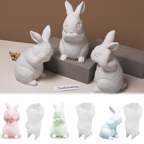 3 Stück Silikonform Ostern WISIRENT, Silikonformen Gießformen Hase Silikonform Zum Gießen Ostern Hase, Kaninchen Silikonformen Gießformen Ostern Kaninchen Silikonformen, 3d Kaninchen Silikonform von WISIRENT