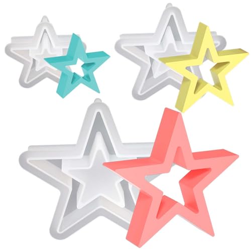 3 Stück Sterne Silikonform Weihnachten WISIRENT, Sterne Silikonformen Gießformen Weihnachten Stern Silikonharzformen, Silikonform Stern Kerzenhalter Star Christmas Silicone Mold für Bastelarbeiten von WISIRENT