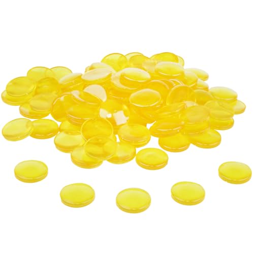 WISSNER® 100 Muggelsteine ø 20 mm, Gelbe Nuggets aus RE-Plastic, Bruchsicher & Robust, zum Basteln, Lernen und Dekorieren von WISSNER