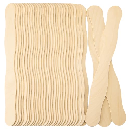 WISYOK 20,3 cm Bastelstäbchen, 120 Stück, gewellte Holzstäbchen, Fächergriffe, große Popsicle Sticks für Handwerk, Hochzeitsprogramme, DIY Basteln, Malen Mischen von WISYOK