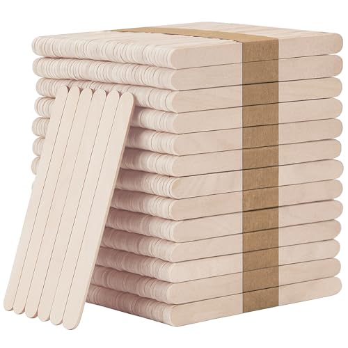 WISYOK Eisstiele Holz 1000pcs, Holzspatel zum Basteln, Holzstäbchen Eis, Eisstäbchen Holz, Holzstiele, Bastelstäbchen Holz, Einweg Popsicle Sticks für DIY Handwerk - 114 x 9 x 2 mm von WISYOK