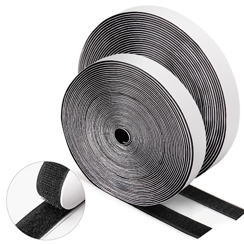 WISYOK Klettband Selbstklebend 12 Meter Extra Stark, Doppelseitiges Klettverschluss Selbstklebend 20mm Breit, Klettverschluss selbstklebend, Klettband Fliegengitter (Schwarz) von WISYOK