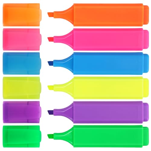 WISYOK Textmarker 6er Pack, Highlighters Leuchtend, Highlighter Pen Aesthetic, Leuchtmarker, Text Marker Neon, Markerstifte Set für Journal, Bibel, Schulbedarf, Geschenk von WISYOK