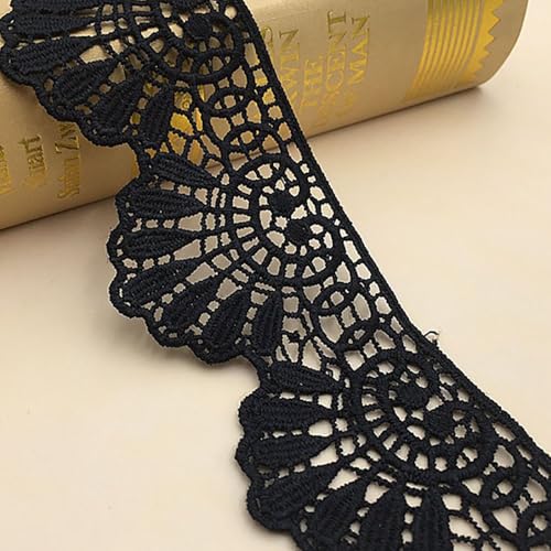 5 Yard 6cm Breite Schwarze Spitzenband Vintage Baumwolle Spitzenborte Spitzenbordüre Stickerei Dekoband Zierband Spitze für Nähen Handwerk Dessous Hochzeitskleid Hochzeit Haus Deko von WITGIFT