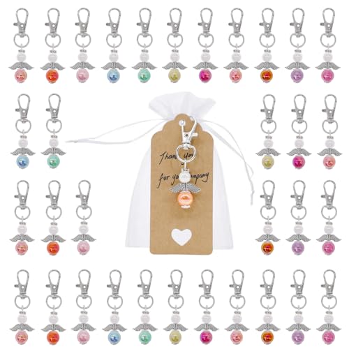 WITGIFT Schutzengel Anhänger Set, 33 Stück Schutzengel Geschenk In 11 Farben und Organza Beutel, Kleine Geschenke Gastgeschenk Taufe Glücksbringer Engel Für Taufe Gastgeschenke Hochzeit Geschenk von WITGIFT