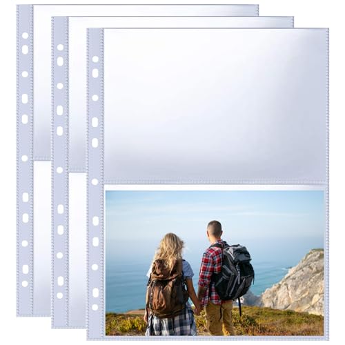 40 Pack 160 Taschen A4 Foto Hüllen für A4 2/3/4 Ringbuch, Transparente Postkartenhüllen, 2 Fächer, Doppelseitiger 2 Taschen Foto Seitenschutz,Top Loading Fotoalbum Nachfüllseiten Foto A5(21x15 cm) von WITHYU