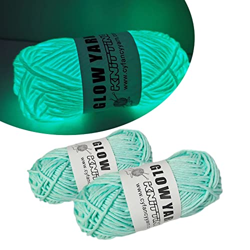 2 Rolls Leuchtwolle Glow in the Dark, Leuchtwolle Zum Häkeln, leuchtendes DIY Glow Garn für Stricken, Leuchtendes Handstrickgarn Leuchtende Wolle DIY Gewebtes (Light blue) von WIWIDANG