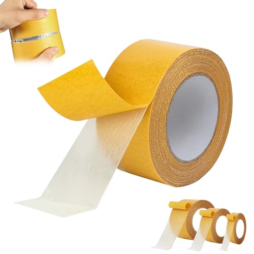 Vozaware Super Tape, stark klebendes, doppelseitiges Gazefaser-Netzband, Super Tape doppelseitiges, super klebriges, widerstandsfähiges, transparentes Klebeband, Netz mit hoher Klebekraft (1cm* 10m) von WIWIDANG