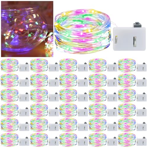 WIYETY 30 Stück LED Lichterkette: 2M Mini Lichterketten Batteriebetrieben, Wasserdichte Kupfer Drahtlichterkette für Party Weihnachten Halloweent Hochzeit Weihnachten Deko (Bunt) von WIYETY