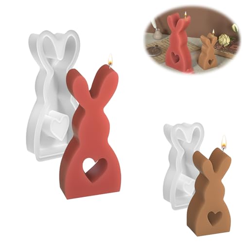 WIYETY Kaninchen Silikonformen Gießformen: 2 Stück Osterhase Silikonform for Gips, Osterhase Silikonform Kerzenhalter, 3D Ostern Kaninchen Gießform für Kerzenherstellung, Ostern Dekoration (S+L) von WIYETY