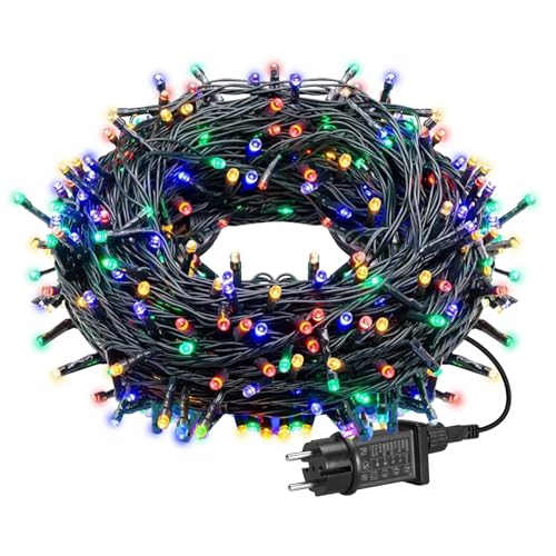 WIYETY LED Lichterkette 200 LED 230cm LED Lichterkette außen und innen, Weihnachtsbeleuchtung Außen mit 8 Leuchtmodi, Lichterkette Lichtfarbe Bunt, für Weihnachtsbaum, Party, Hochzeit, Balkon von WIYETY