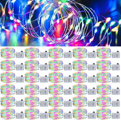 WIYETY LED Lichterkette Batterie: 30 Stück Batterie Kupferdraht Lichterkette mit Drei Modi, 2M 20 LEDs Mini Lichterkette mit Batterie, LED Lichterkette für Party Hochzeit Weihnachten(Farbig) von WIYETY