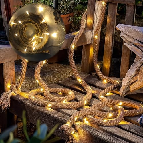 WIYETY LED Lichterkette Seil 1.5 M LED Muschel Lichterkette, 15 Leds Lichterkette, 1.5m lang Baumwollseil Naturkordel Deko Lichterketten, für Weihnachten, Party, Hochzeit Gartenleuchte von WIYETY