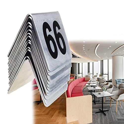 Edelstahl-Tischnummernschilder für Hochzeiten, 1–50, 1–100, Zahlenkarten, doppelseitig nummeriert, fpelseitig nummeriert, für Restaurant, Bar, Tischmarkierung, Tischkarten, Tischkartenhalter von WJFLUCK