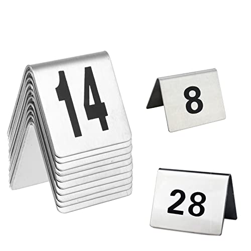 Tischnummern-Tischkarten aus Edelstahl für Restaurants 1-50/1-100 – zyklisch verwendet und leicht zu zu reinigen – Tischnummernkarten doppelseitig für Sitzkarten bei Hochzeiten und Empfängen von WJFLUCK