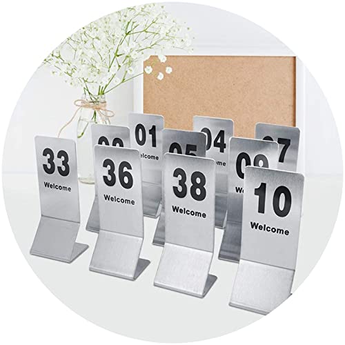 Tischnummern aus Metall für Restaurants, Tischnummernhalter aus Edelstahl – mit schwarzen, doppelseidoppelseitig bedruckten Zahlen 1–25 und 1–50, stapelbare Tischnummernkarten für Hochzeiten von WJFLUCK