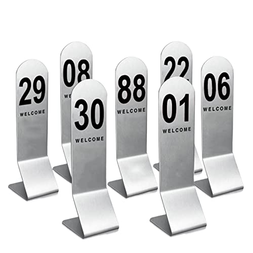 Tischnummernhalter aus Edelstahl für Restaurant-Tischnummernschilder, 1–25/50/100 Tischnummernkartenmernkarten – platzsparend stapelbar – für drinnen und draußen, Bankette, Cafés, Sitzkarten von WJFLUCK