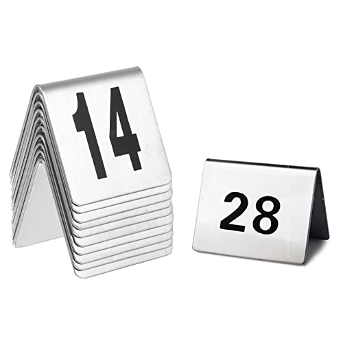 Tischnummernschilder aus Edelstahl – Tischnummern-Kartenzyklus, verwendet für Restaurant, Hotel, Caf, Partys, drinnen und draußen – Nummer 1-50/1-100 (Farbe: Nr. 1-50, Größe: 5 x 4 x 3,5 cm) von WJFLUCK