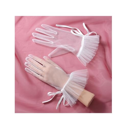 WJIAYAO Brauthandschuhe 1 Paar transparente, handgelenklange Fingerhandschuhe aus Netzstoff, geeignet als Zubehör for Brauthochzeiten oder Damentänze.(ST-0025-A) von WJIAYAO