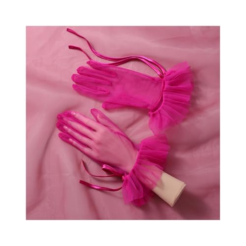 WJIAYAO Brauthandschuhe 1 Paar transparente, handgelenklange Fingerhandschuhe aus Netzstoff, geeignet als Zubehör for Brauthochzeiten oder Damentänze.(ST-0025-D) von WJIAYAO