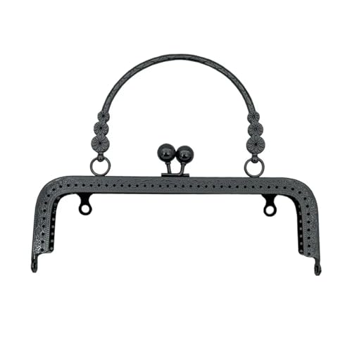 WJIAYAO Metallrahmen Für Brieftasche Geldbörsenverschluss-Rahmen, Tasche, Kuss-Verschluss, Metall-Geldbörsenrahmen for DIY-Handwerk, Geldbörse, Taschenherstellung, 18 cm/20 cm(Black-18cm) von WJIAYAO