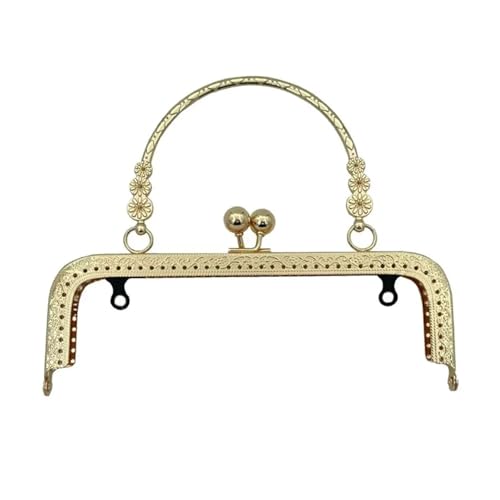 WJIAYAO Metallrahmen Für Brieftasche Geldbörsenverschluss-Rahmen, Tasche, Kuss-Verschluss, Metall-Geldbörsenrahmen for DIY-Handwerk, Geldbörse, Taschenherstellung, 18 cm/20 cm(Gold-18cm) von WJIAYAO