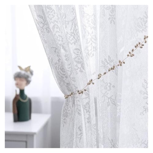 WJIAYAO Spitzengardinen Vorhänge for Wohnzimmer, luxuriöser weißer Spitzenstoff, Vorhang, Sichtschutz, Fenster, Hochzeitsschleier, Mesh, Desserttisch, Requisitenstoff(Rod Pocket_W100XH200CM) von WJIAYAO