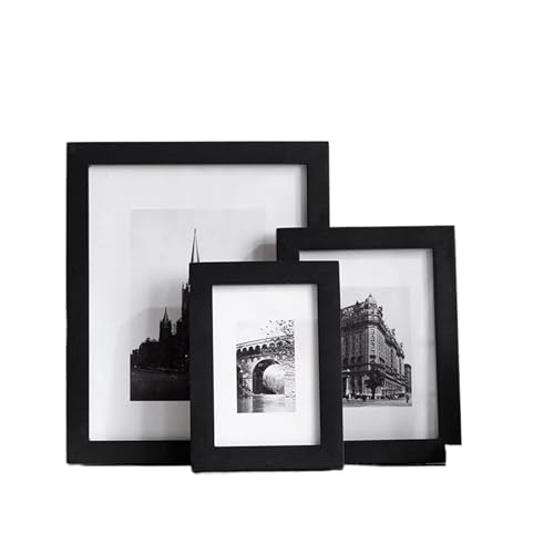 Fotorahmen Aus Holz Bilderrahmen aus Holz, klassischer Fotorahmen for Aufhängen an der Wand mit Plexiglas, 9 x 13, 10 x 15, 13 x 18 cm, Bilderrahmen, Fotodekor Zum AufhäNgen Aufstellen(1pc black,9X13c von WJLYDM