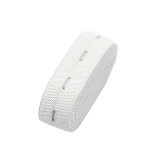 WJLYDM Elastische BäNder NäHen 15/20/25/30 MM DIY Nähen Zubehör Knopf Loch Stricken Gummibänder Band Band Bunte Weiß schwarz Gurtband(White 15mm,1yard) von WJLYDM