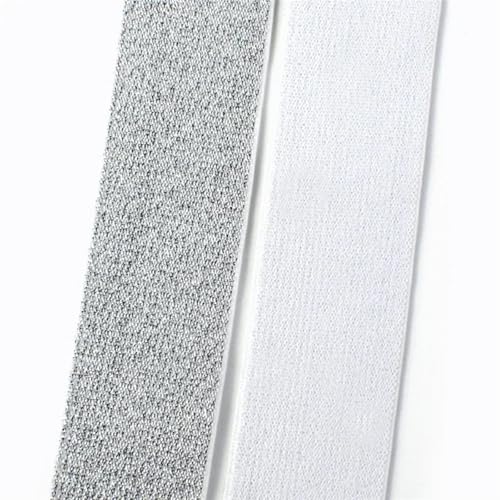 WJLYDM Elastische BäNder NäHen 25-50mm Nylon Weiches Gummiband Pailletten Spandex Gummiband Kleidung Unterwäsche Rock DIY Nähzubehör 5/10 Meter(Silver,10METERS_25MM) von WJLYDM