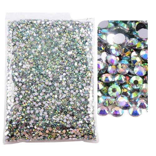 WJLYDM Flatback-Silberunterseite-Harz, Nicht Hotfix-Strasssteine ​​im großen Paket, Glitzerkristalle und Strass(2 Crystal AB-Silver,5mm SS20-10000pcs) von WJLYDM