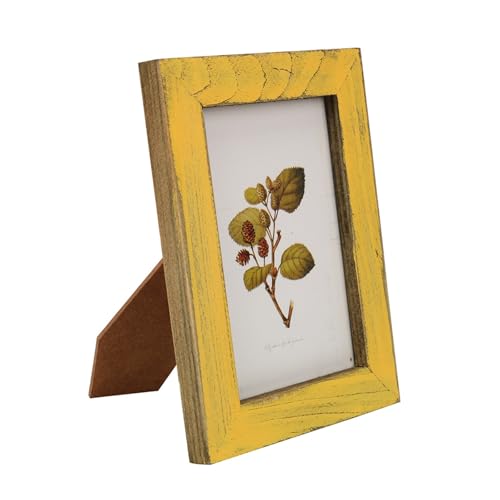 WJLYDM Fotorahmen Aus Holz 5 Farben Holz Hochzeit Paar Bilderrahmen Vintage Fotorahmen Geschenk kreative Wohnkultur Zum AufhäNgen Aufstellen(Yellow) von WJLYDM