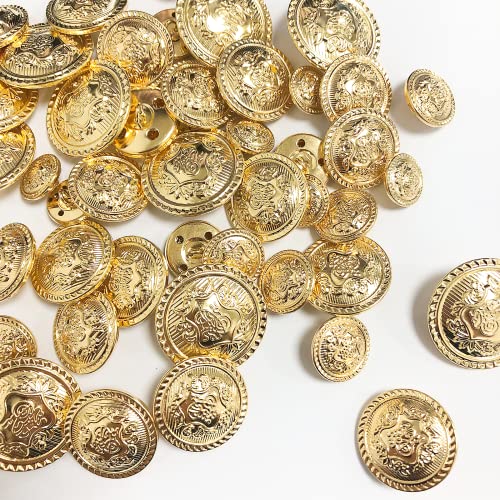 50 Stück Metall Knöpfe Blazer Knöpfe Gold 5 Sizes 15mm 18mm 23mm 25mm 30mm Goldene Knöpfe für Blazer Anzüge, Uniform und Jacke(Golden) von LOREC