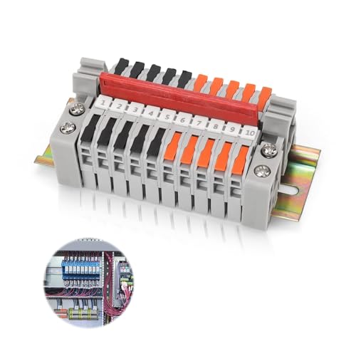 WJUAN Hutschienen Klemmen, Reihenklemmen Hutschiene, 10 Nadellöcher, Grau, Durchgangsklemme, Verdrahtungsbereich 0,5-2,5 mm², Hutschiene Klemme, Zur Verkabelung und Schaltungsumwandlung von WJUAN