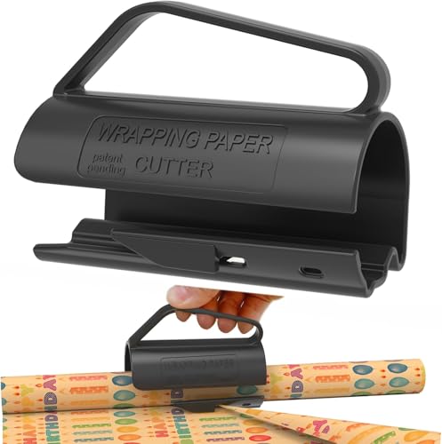 WJWINER Geschenkpapier Schneider für Rollen, Sliding Gift Wrapping Paper Cutter, Geschenkpapier Schneider, Tragbare Papierschneider, für Geschenkpapier, Weihnachten Usw(Schwarz) von WJWINER