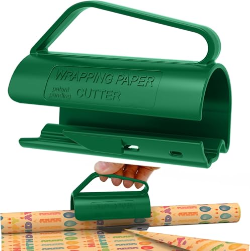 WJWINER Geschenkpapier Schneider für Rollen, Sliding Gift Wrapping Paper Cutter, Geschenkpapier Schneider, Tragbare Papierschneider, für Geschenkpapier, Weihnachten Usw(Schwarz, Grün) von WJWINER