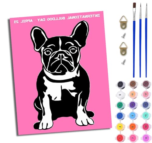 Malen Nach Zahlen Erwachsene Paint by Numbers Malen Nach Zahlen mit Pinseln und Acrylfarben Französische Bulldogge auf rosa Hintergrund Handgemalte Ölgemälde Leinwand für Home Décor Ohne Rahmen Malen Nach Zahlen Erwachsene Paint by Numbers Malen Nach Zahlen mit Pinseln und Acrylfarben Französische Bulldogge auf rosa Hintergrund Handgemalte Ölgemälde Leinwand für Home Décor Ohne Rahmen von WJWWANG
